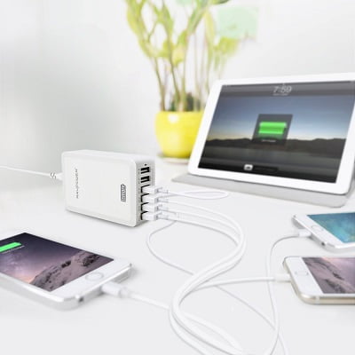 Cargador RAVPower Bolt con 6 Puertos USB barato, chollos en cargadores USB, cargadores USB baratos, cargadores para móvil baratos