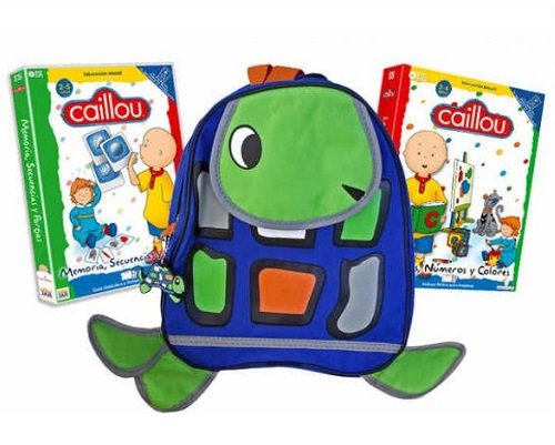 Pack educativo mochila infantil y dos juegos interactivos Caillou barato, mochilas infantiles baratas, juegos educativos baratos, chollos en juegos educativos
