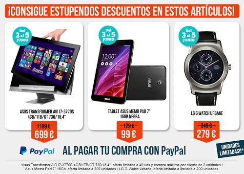 Promoción tablets y smartwatch baratos PayPal y PCComponentes, chollos en pccomponentes, tablets baratos, smartwatches baratos