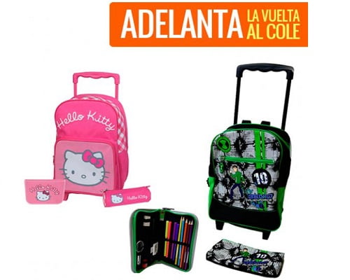 Pack mochila escolar con ruedas y estuches barato, mochilas escolares baratas, mochilas infantiles baratas, chollos en mochilas escolares