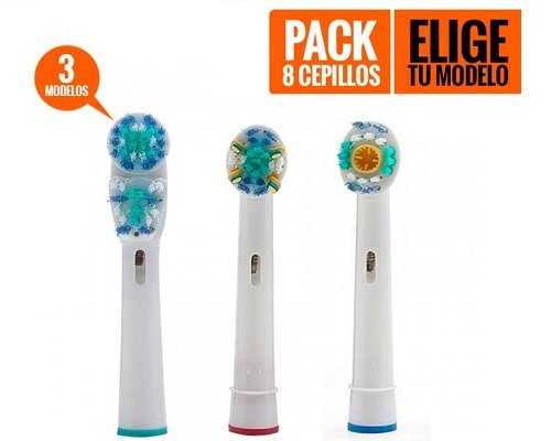 Pack de 8 recambios cepillos de dientes compatibles Oral-B baratos, recambios cepillos de dientes baratos, chollos en recambios de cepillos de dientes compatibles Oral-B