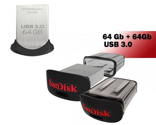 Pack de 2 pendrive Sandisk Ultra Fit de 64GB barato, pendrives baratos, chollos en pendrives, ofertas en pendrives, memorias baratas