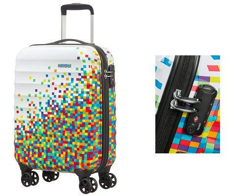 Maleta de cabina American Tourister Palm Valley Pixel White barata, maletas de cabinas baratas, chollos en maletas de cabina, ofertas en maletas de cabina