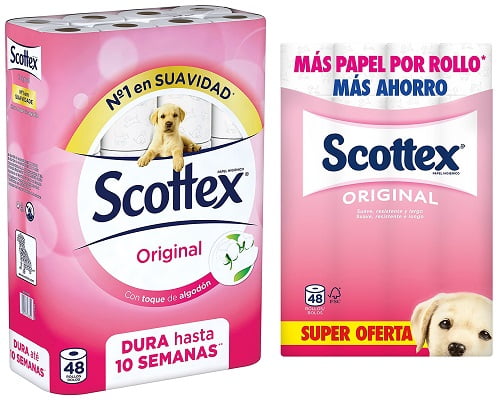 48 rollos de papel higiénico Scottex Original baratos, papel higiénico barato, chollos en papel higiénico