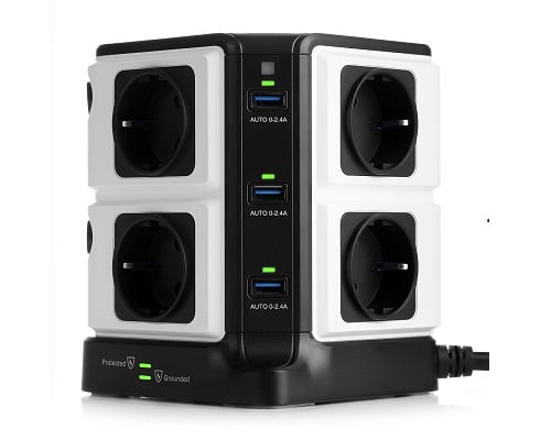 regleta vertical Bestek de 8 tomas y 6 puertos usb barata, chollos en regletas verticales, regletas verticales baratas, ofertas en regletas