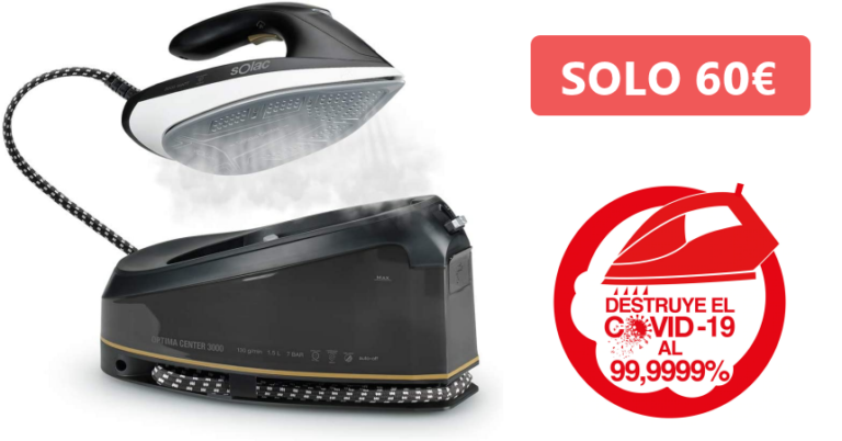 ¡TOMA CHOLLO! Centro de planchado Solac Optima Center 3000 solo 60,30 euros. ¡Precio mínimo histórico!