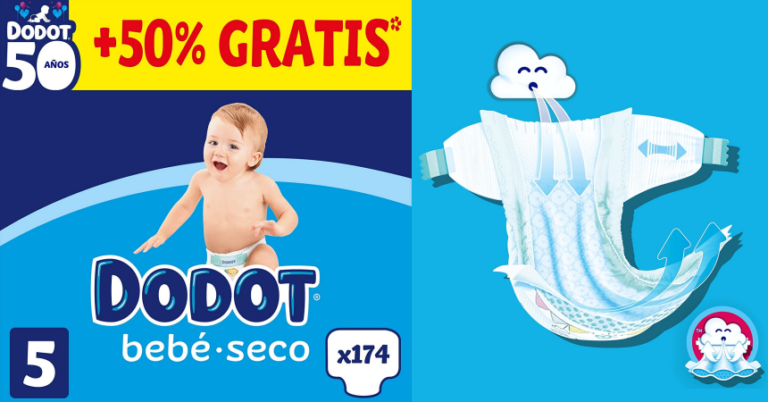 ¡TOMA CHOLLO! Pack 174 pañales Dodot Bebé-seco Talla 5 solo 29,95 euros. Mínimo histórico. Más tallas disponibles.