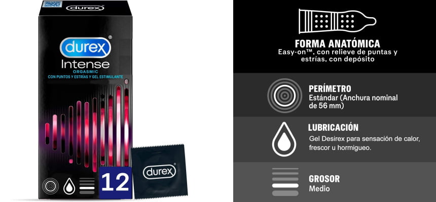 Pack de 12 preservativos Durex Intense Orgasmic baratos Pack de 12 preservativos Durex Intense Orgasmic baratos, ofertas en preservativos