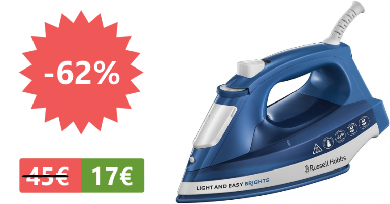 ¡TOMA CHOLLO! Plancha Russell Hobbs Light & Easy Brights solo 17 euros. 62% de descuento.