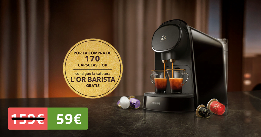 Cafetera L'Or Barista + 150 cápsulas solo 59€ (-100€)