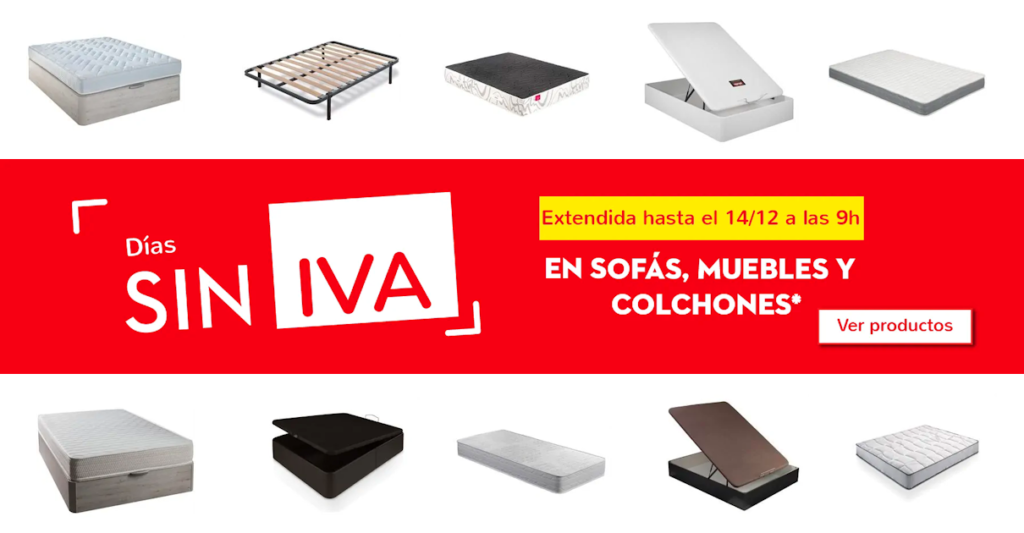 ¡Descansa bolsillo y cuerpo! Canapés y colchones baratos rebajados hasta el 70% + 21% adicional en los Dias sin IVA de Conforama.