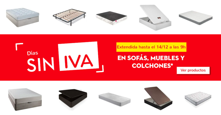 ¡Descansa bolsillo y cuerpo! Canapés y colchones baratos rebajados hasta el 70% + 21% adicional en los Dias sin IVA de Conforama.