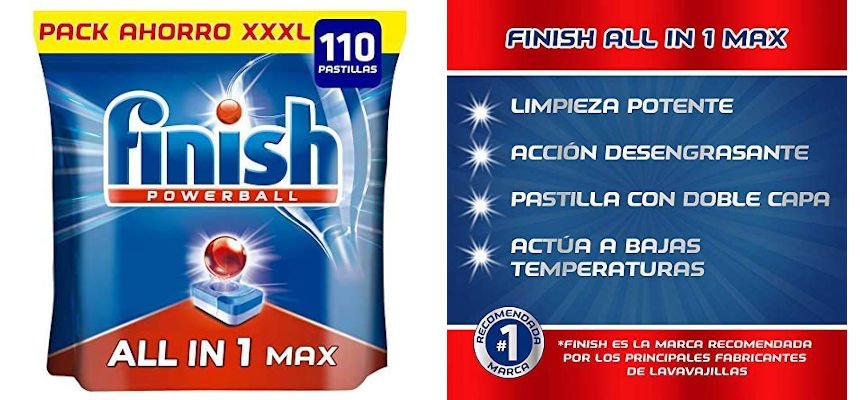 Pack de 110 pastillas Finish Powerball All in 1 Max para lavavajillas barato Pack de 110 pastillas Finish Powerball All in 1 Max para lavavajillas barato, ofertas en supermercado