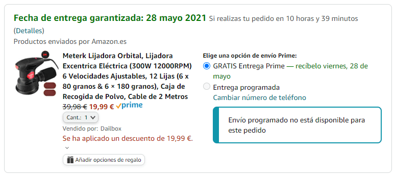 Cupón descuento lijadora excéntrica Meterk