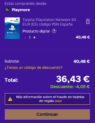 Cupón tarjeta PSN 50 euros