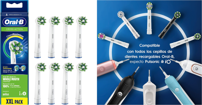 Pack de 8 recambios Oral-B para cepillos de dientes eléctricos solo 24,99€.
