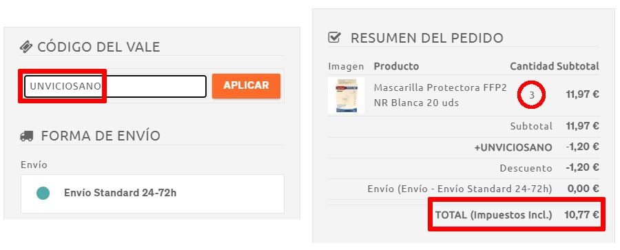 Mascarillas ¡Compra las mascarillas FFP2 más baratas! A 17 céntimos la unidad con este cupón de descuento.