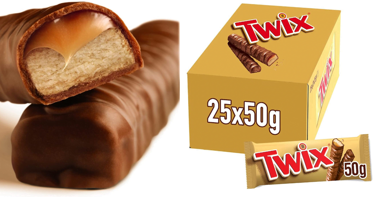 Pack de 25 barritas de chocolatinas Twix baratas, ofertas en supermercado