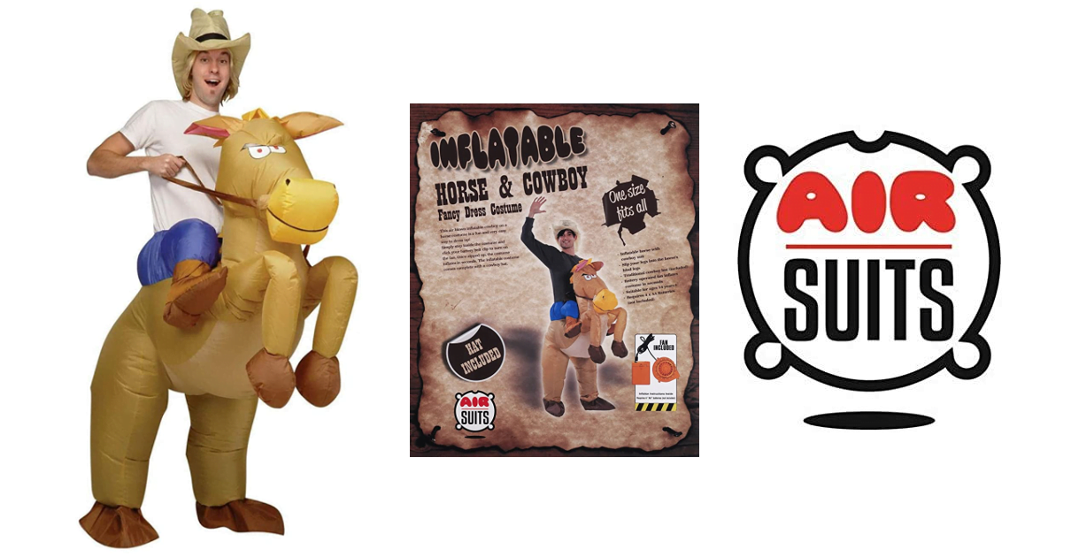 Disfraz hinchable cowboy con caballo barato, ofertas en disfraces