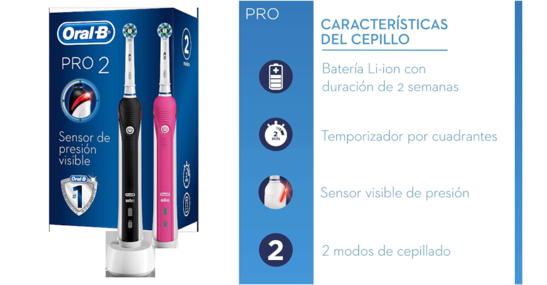 Pack de 2 cepillos de dientes eléctricos Oral-B PRO 2 ideal para parejas por 58,99€.