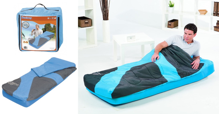 Acampa en este colchón Bestway Airbed Aslepa con saco de dormir que tiene el 67% de descuento. Te lo traemos por 14,96 euros.