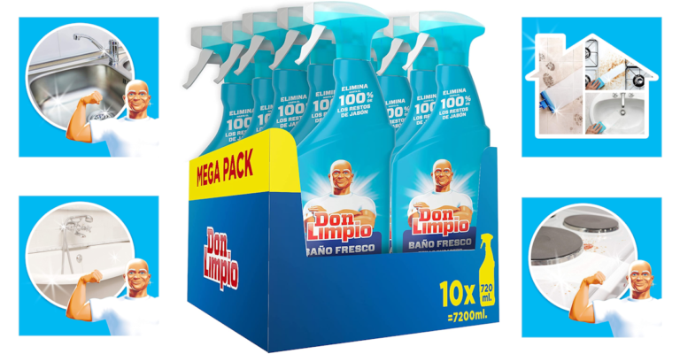 Limpieza profunda con este pack de 10 botes Don Limpio Baño Fresco por solo 19,90 euros.