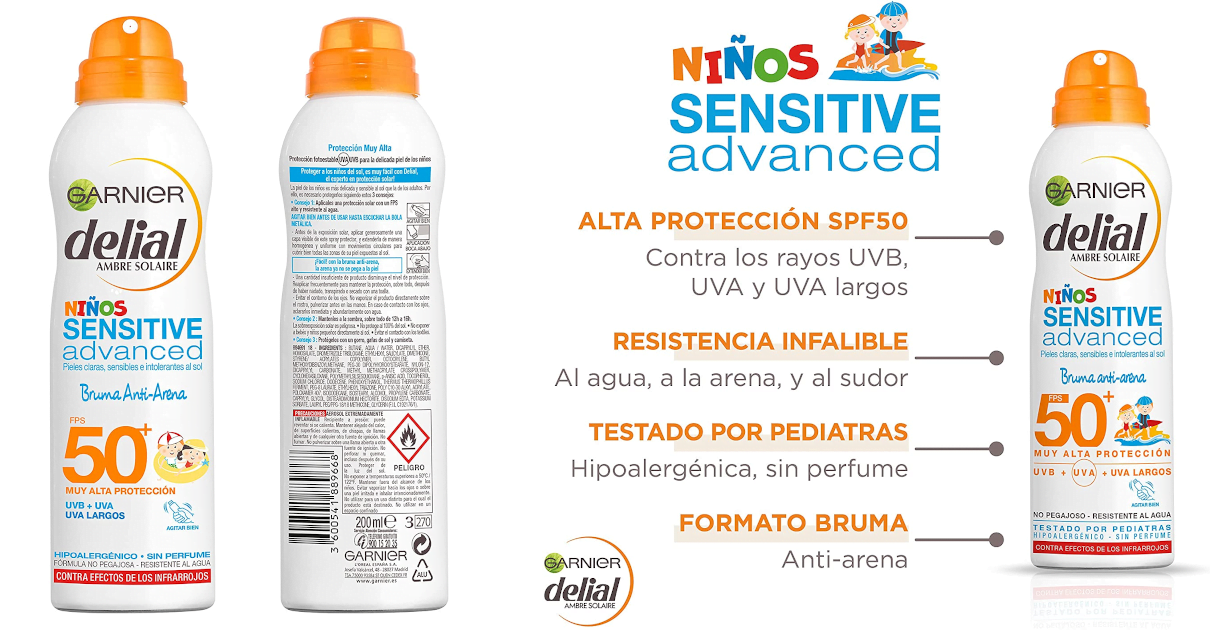 Bruma protectora solar anti-arena Garniel Delial barata, ofertas en cremas solares