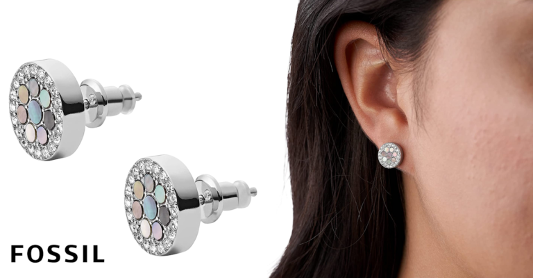¡Chollo San Valentín! Pendientes de botón Val Mosaic con nácar de Fossil solo 22,20€.