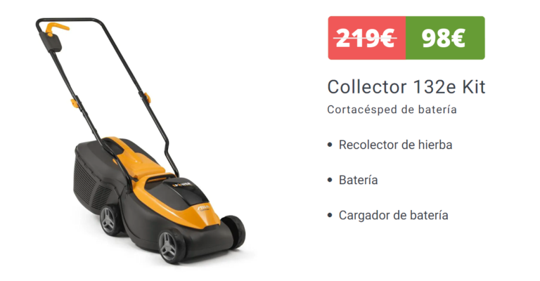 Este cortacésped Stiga Collector 132 AE Kit viene con batería y cargador incluidos y cuesta 120€ menos. Cómpralo por solo 98€.