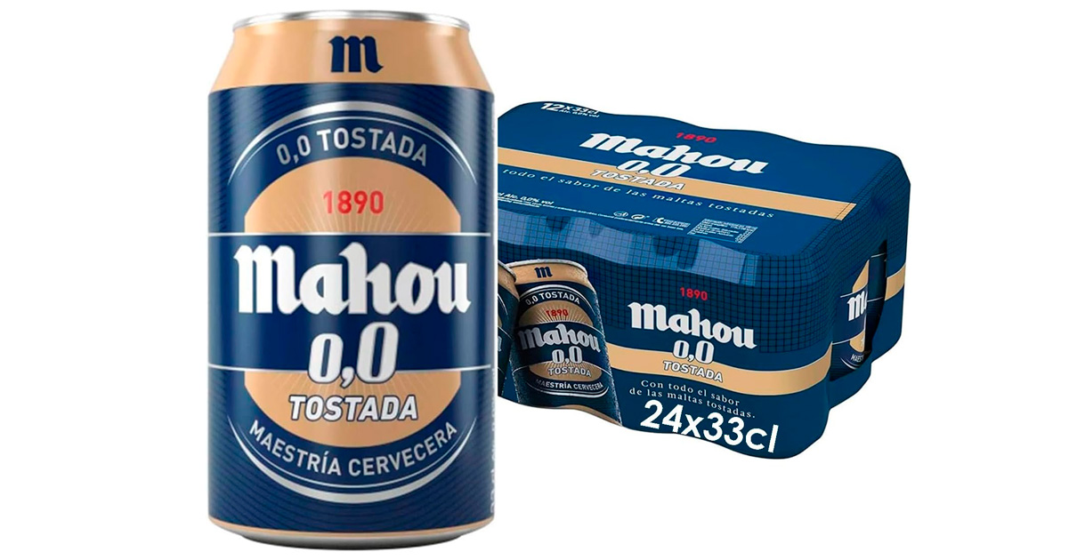 24 latas de cerveza Mahou Tostada 0.0 baratas, ofertas en supermercado
