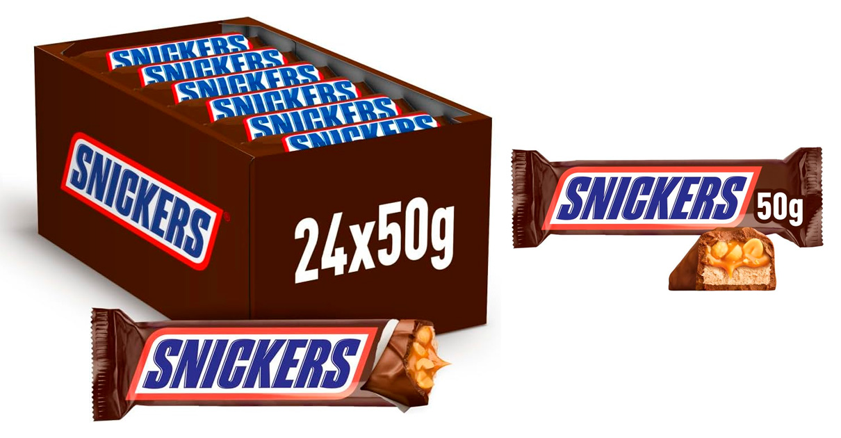24 barritas Snickers baratas, ofertas en supermercado