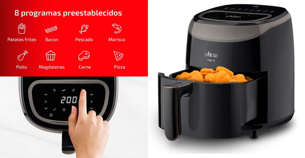 Precio mínimo histórico para esta freidora de aire Ufesa Jaguar. ¡Solo 49,99€!