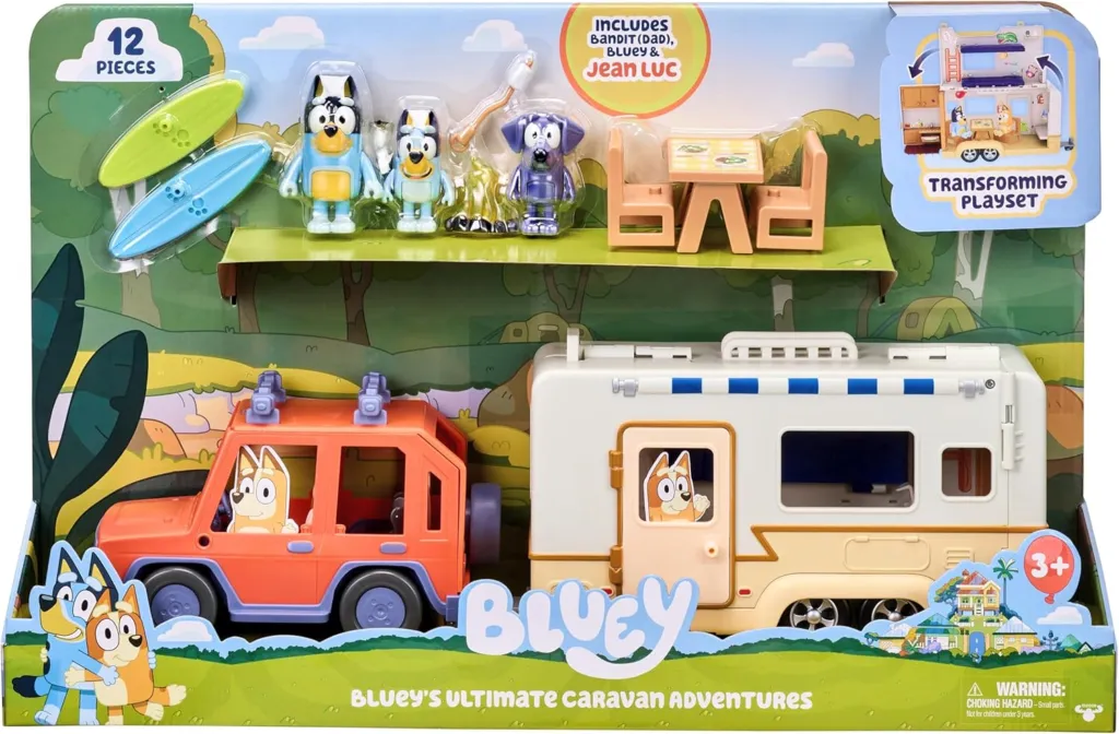 Bluey Caravana con figuras de Bluey, Bandit y Jean Luc