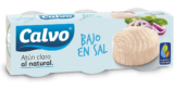 ¡Ahorra en tu cesta de la compra! Pack 3 latas Atún Claro Calvo Bajo en Sal solo 2,75€. Ahorra 1,24€ por pack.